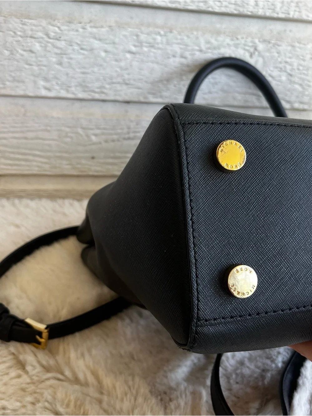 MICHAEL KORS Black Leather Selma Raven Bedford Astor Satchel Tote Handbag